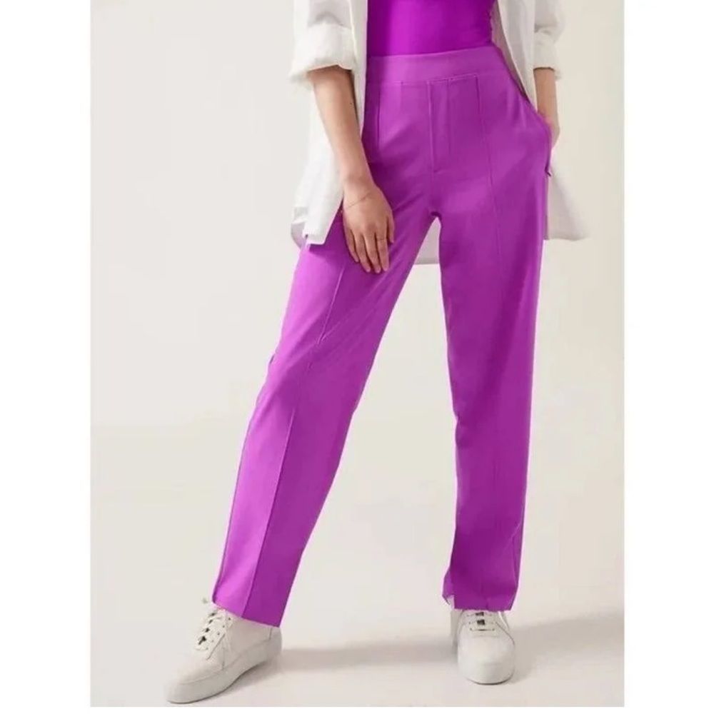 Athleta Magenta High-Rise Straight-Leg Pants